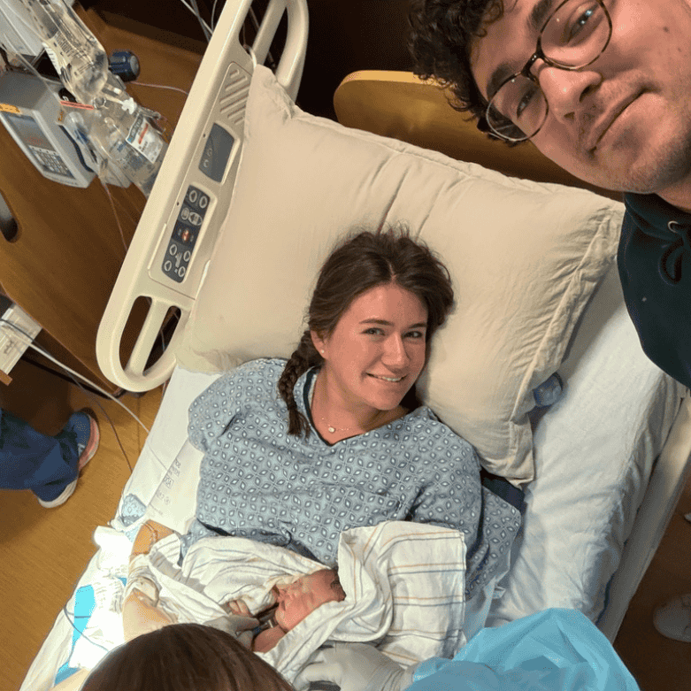 parents with newborn after unmedicated hospital birth positive birth story Alpharetta GA