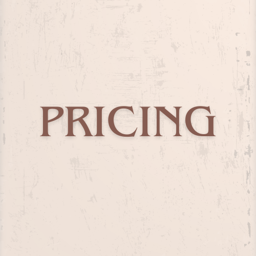Pricing text over a neutral colored textured background for lovingbirths pricing plan linked