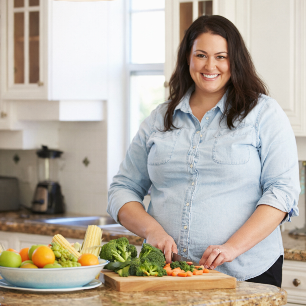 pregnant woman preparing fresh vegetables eating and living well pregnancy Alpharetta GA