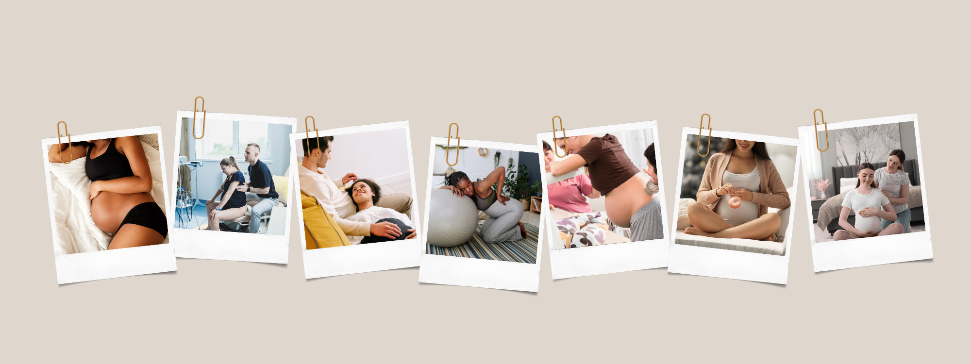 collage of women and partners preparing for birth