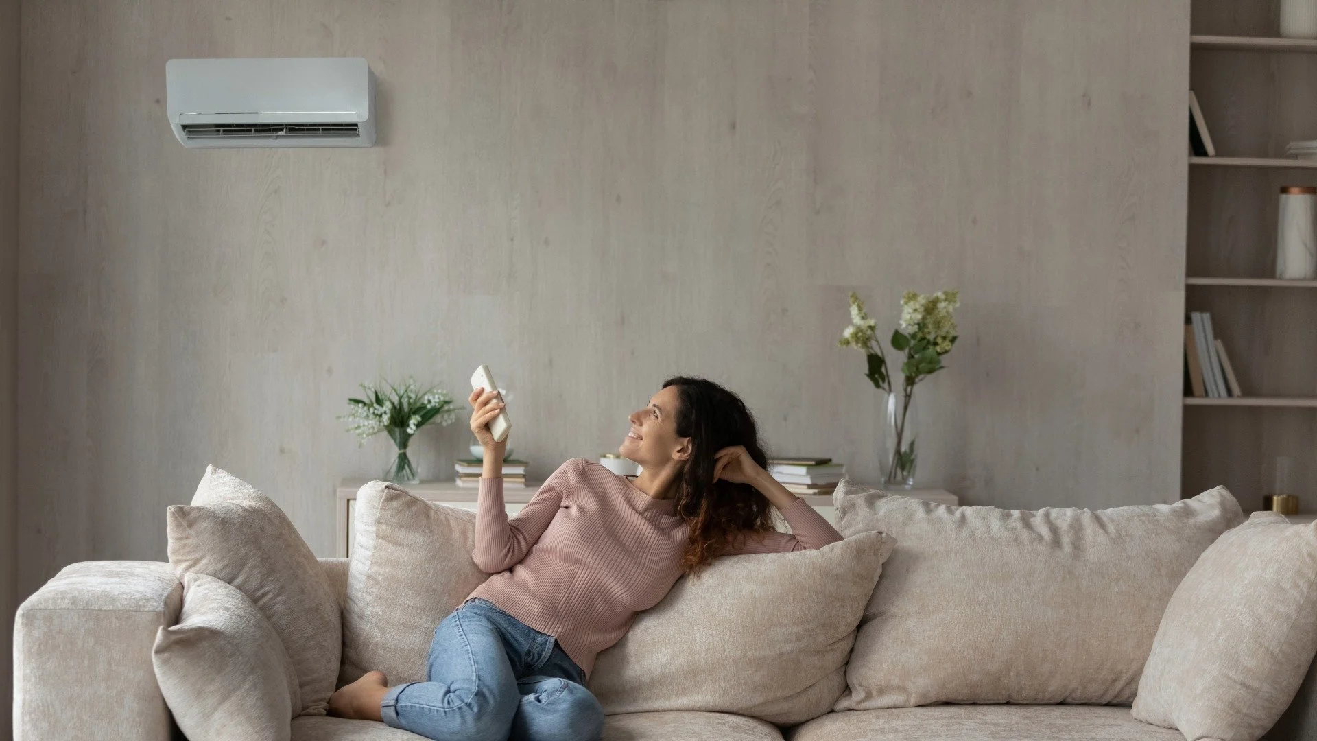 woman using remote control on mini split.jpeg