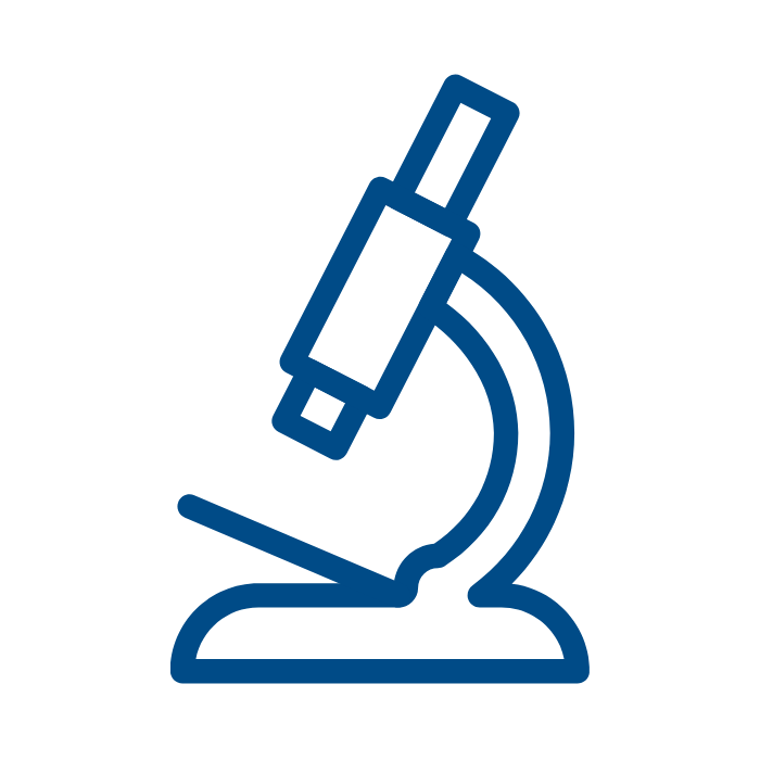 Outline icon of a microscope.
