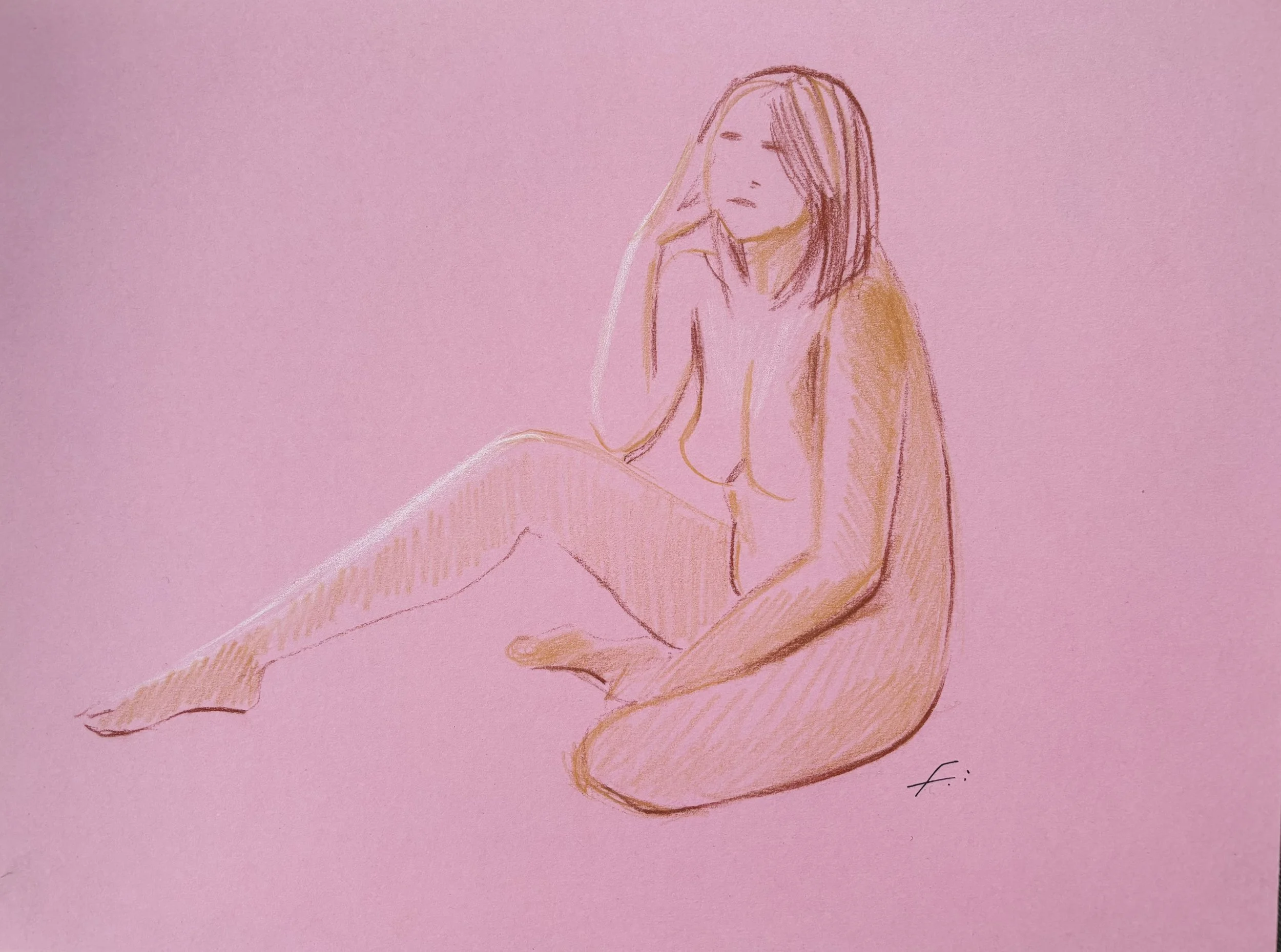 Life Model Contemplation on Pink