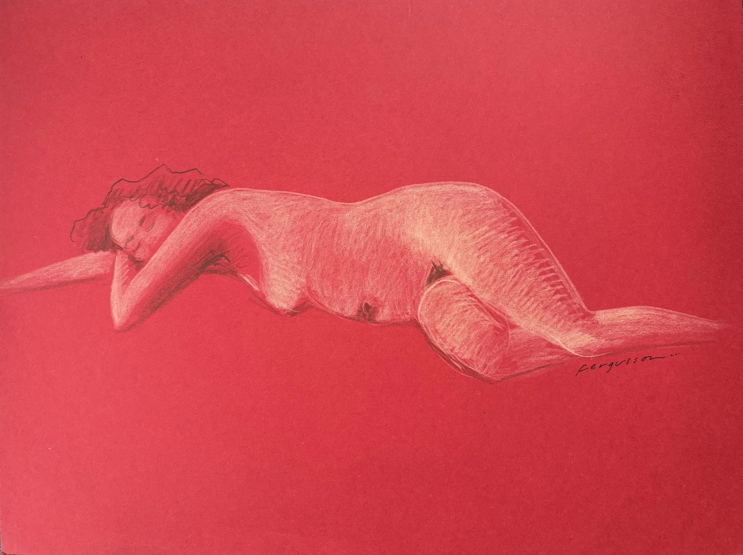 Life Model Relaxing on Red