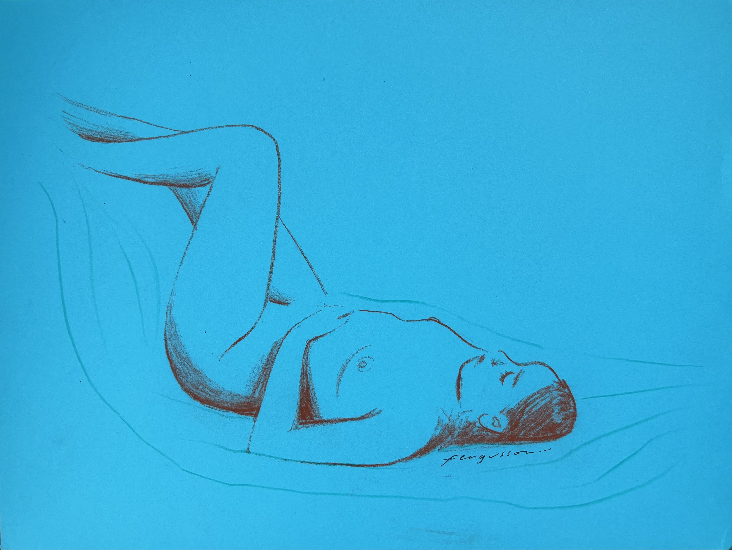 Life Model Legs Up on Blue