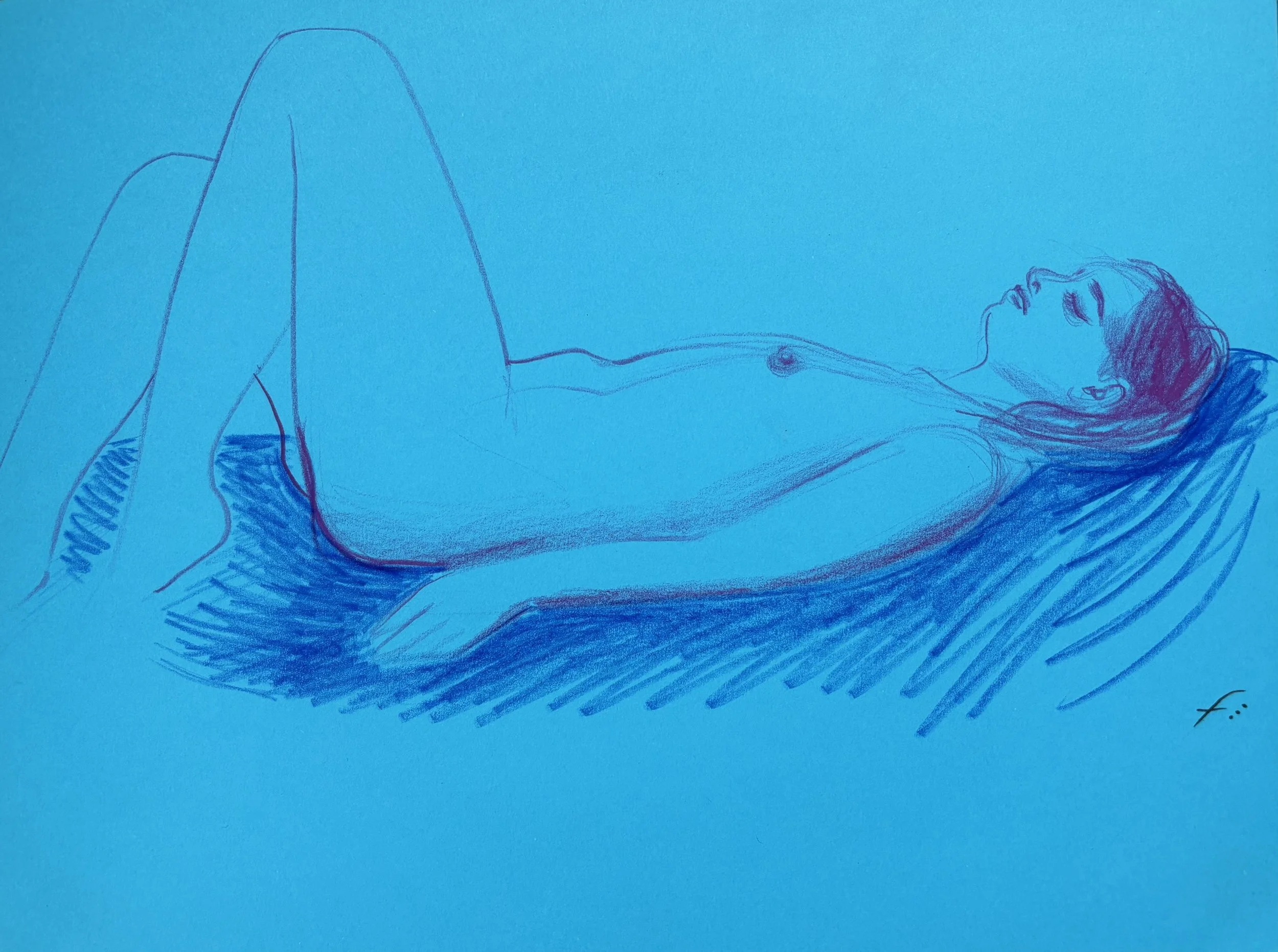 Life Model Knees Up on Blue