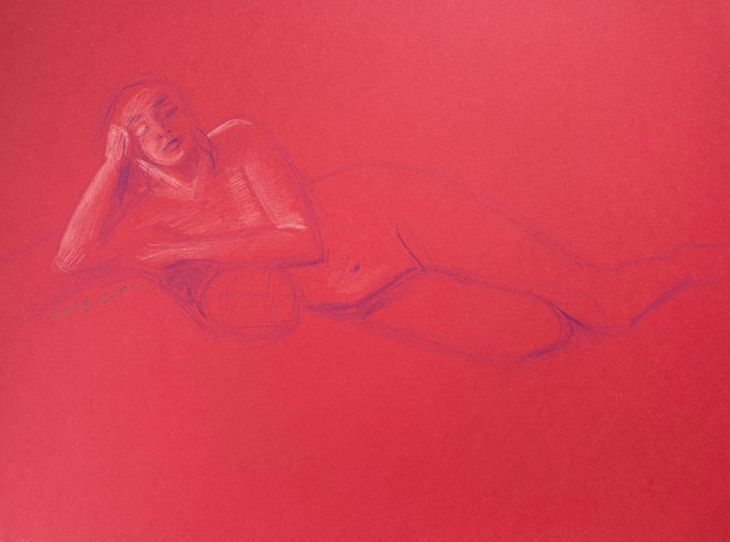 Life Model Reclining on Red