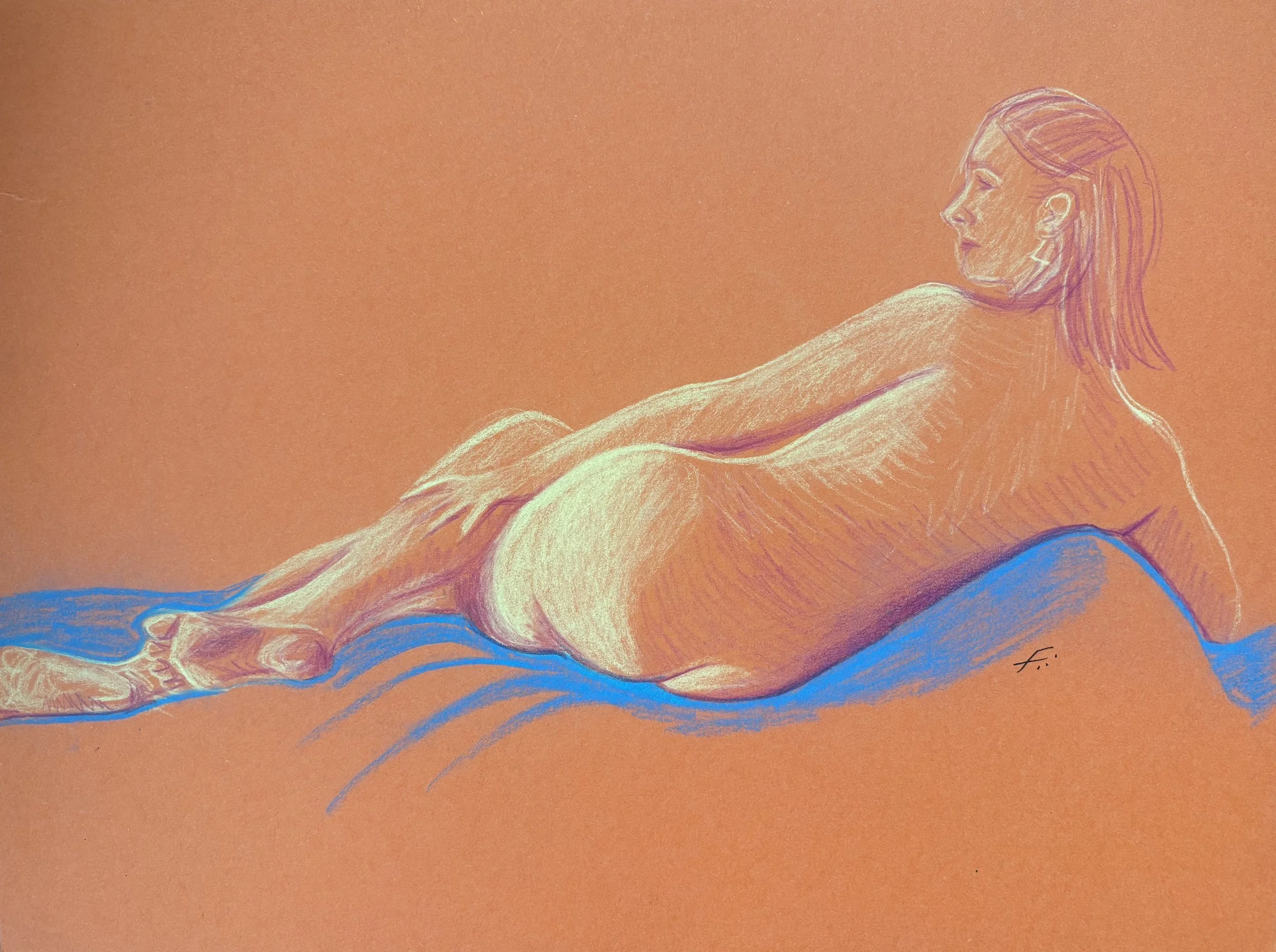 Life Model Reclining on Orange