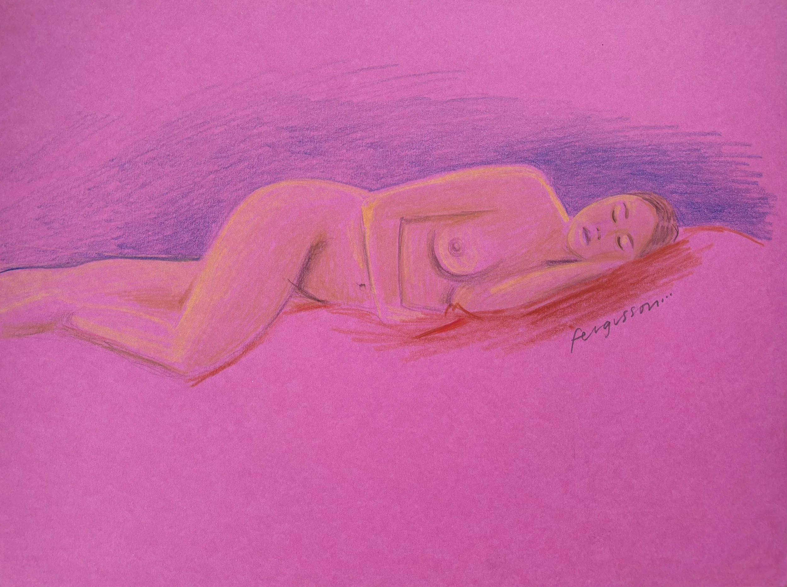Life Model Resting on Deep Pink