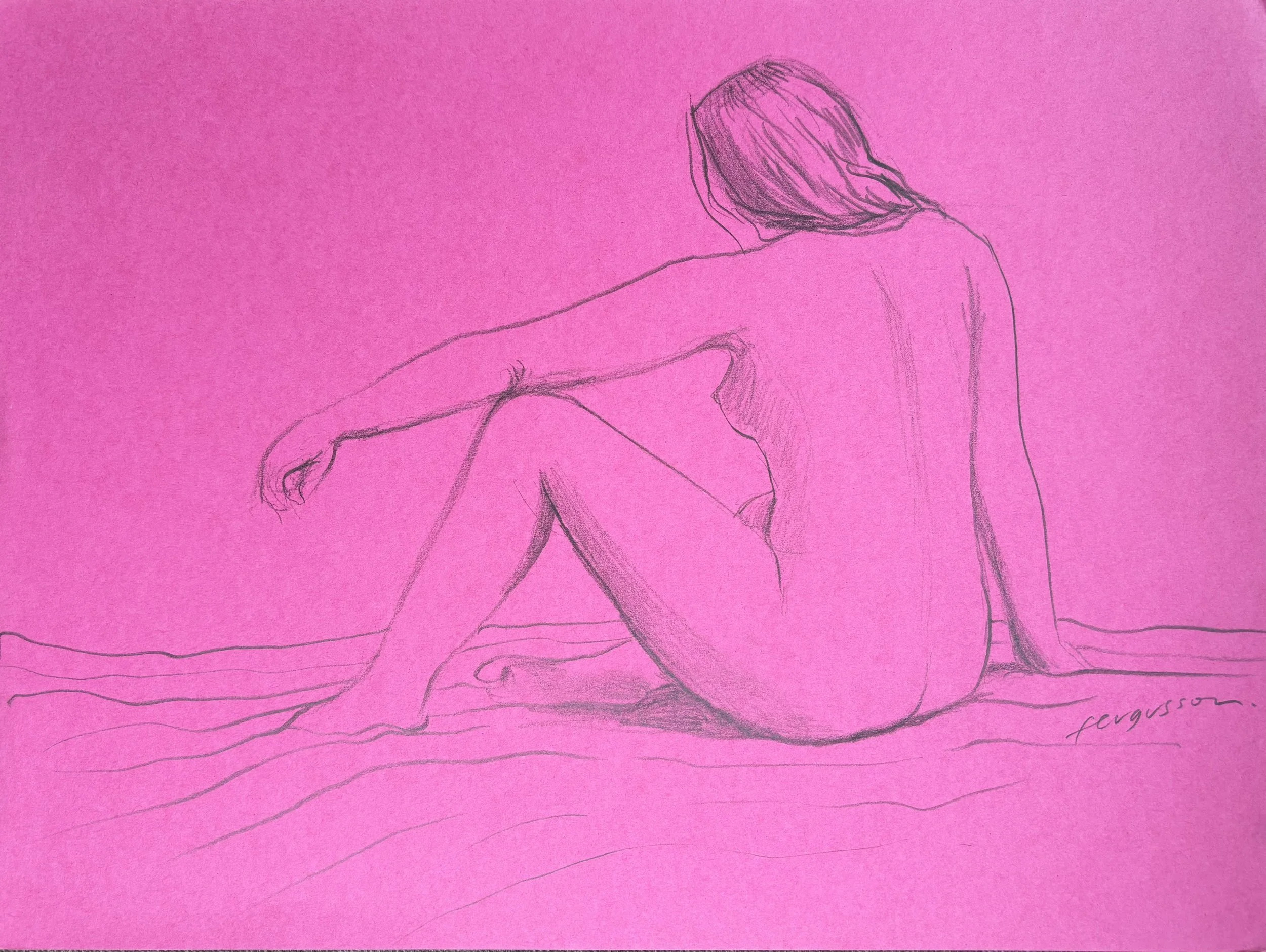 Life Model Seated Pose on Pink