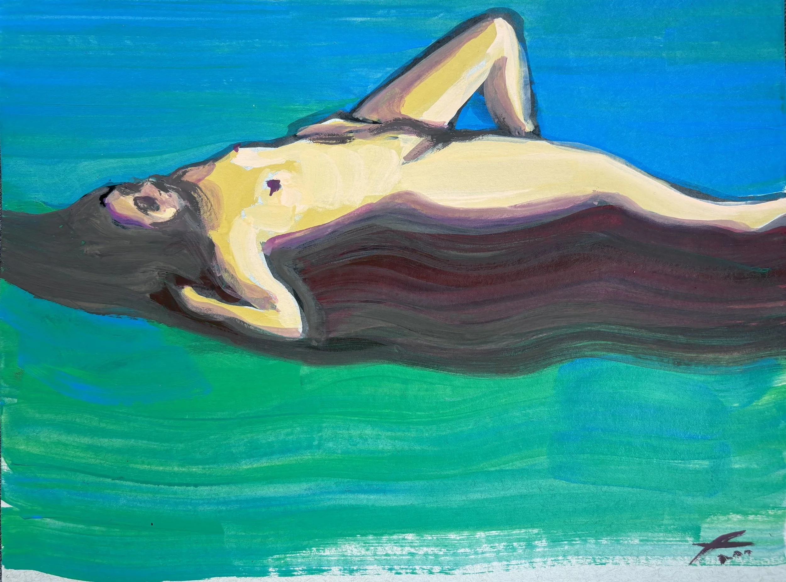 Life Model Relaxing in Living Colour