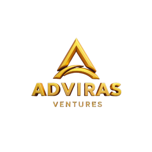 Logo for Adviras Ventures featuring a stylized gold letter A with purple and gold text.