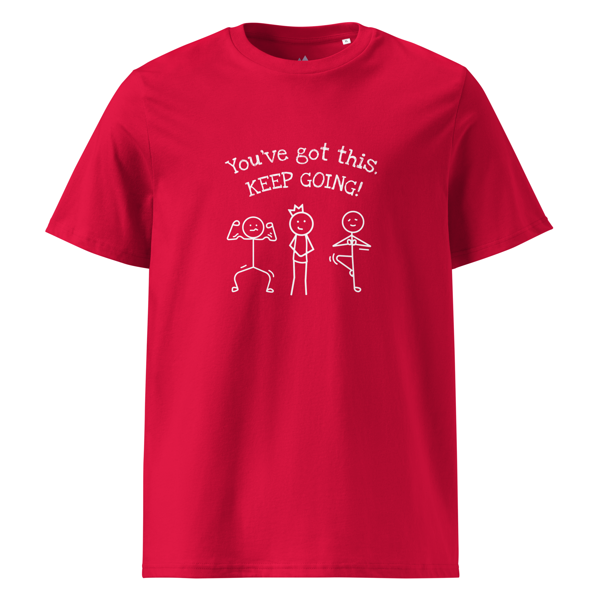 Grab Life Company t-shirt with You've Got This Keep Going printed in white on the front of a red shirt.