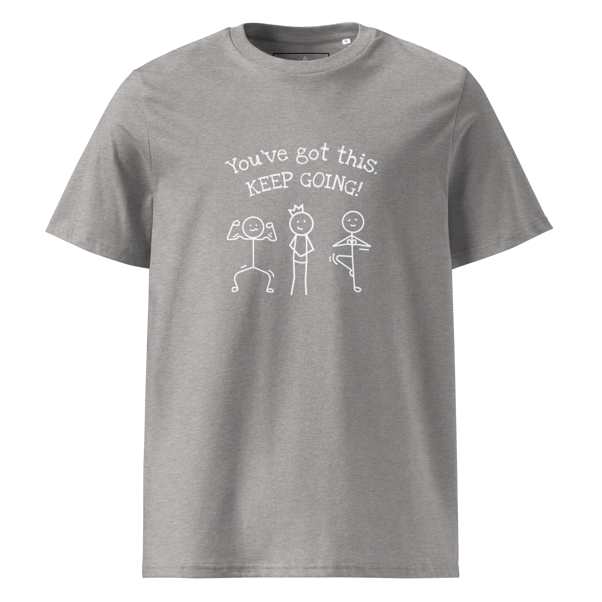 Grab Life Company t-shirt with You've Got This Keep Going printed in white on the front of a heather grey shirt.