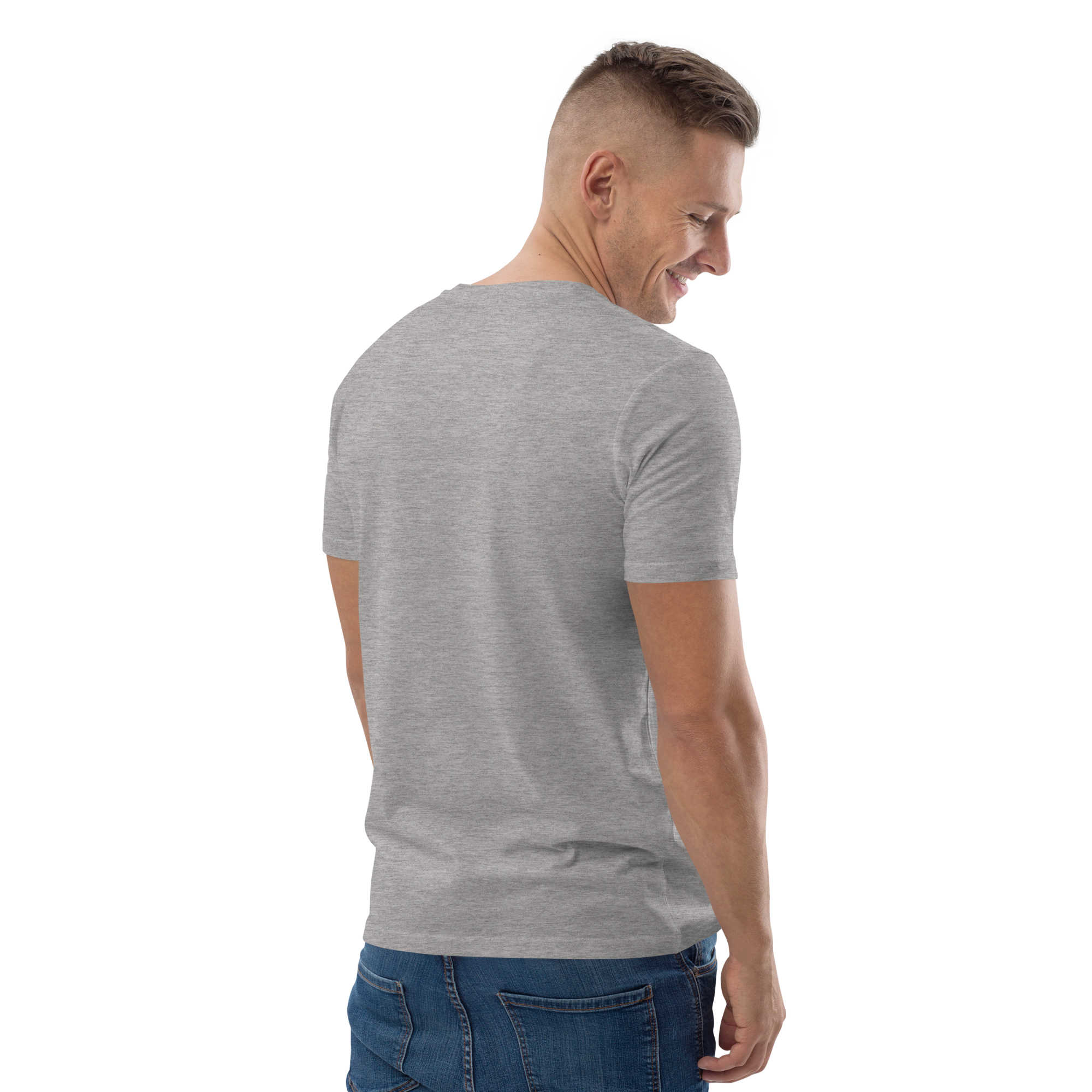 Grab Life Company shirt with You've Got This Keep Going printed in black on the front of heather grey t-shirt. Image shows back of shirt.