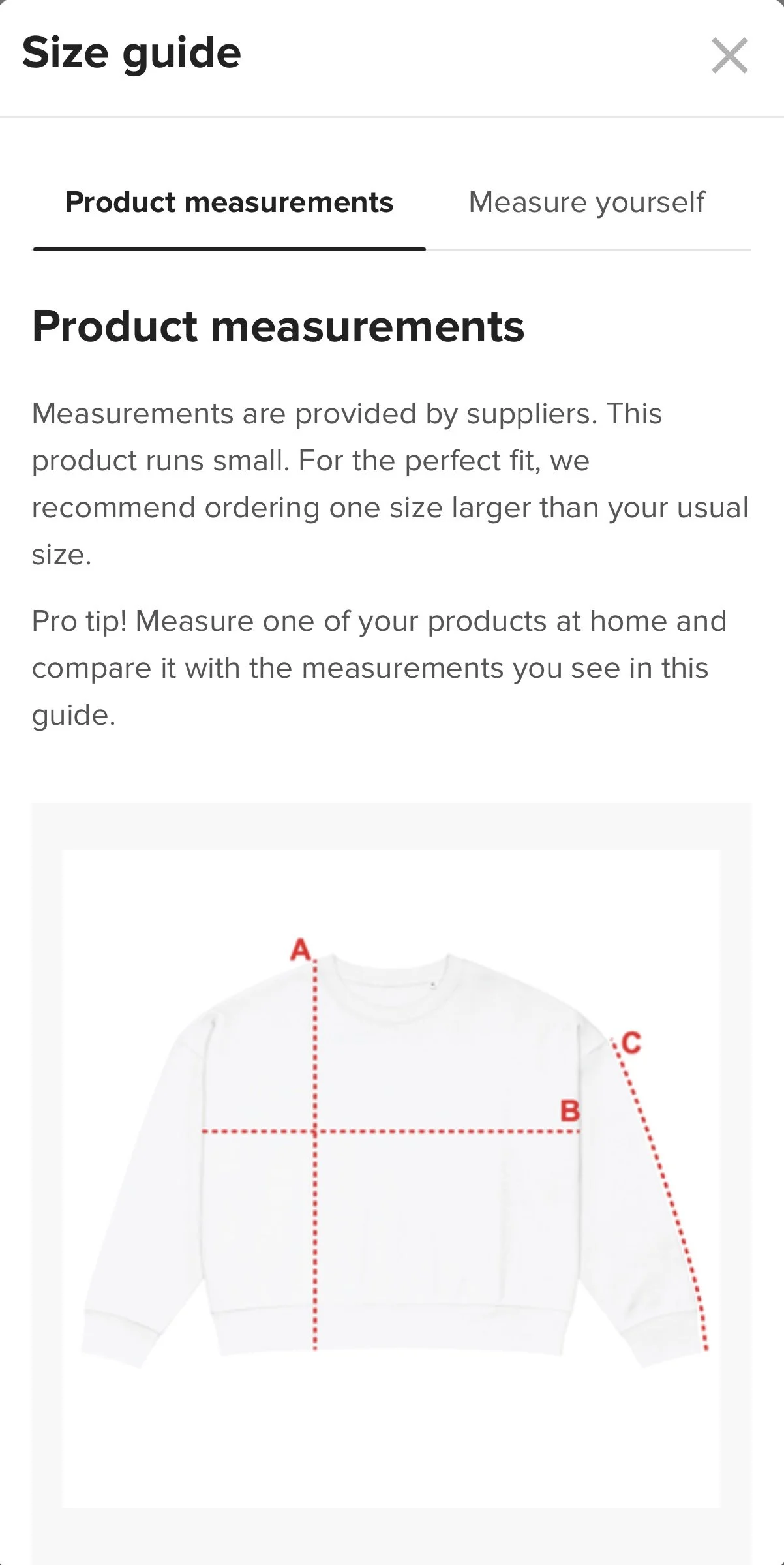 Image of Size Guidelines for Queen Looking for a King women's crew neck sweatshirt