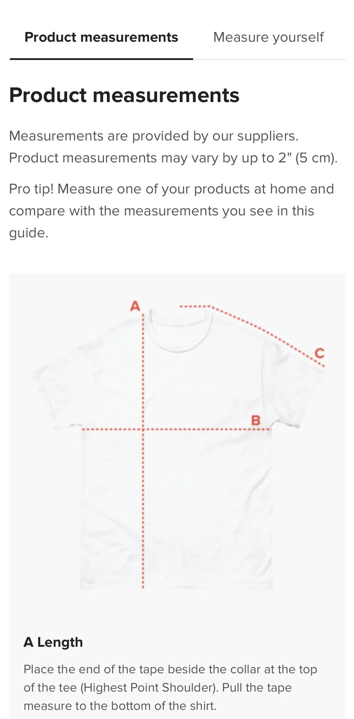 Size Guidelines for But First You Must Leap t-shirt from Grab Life Company.