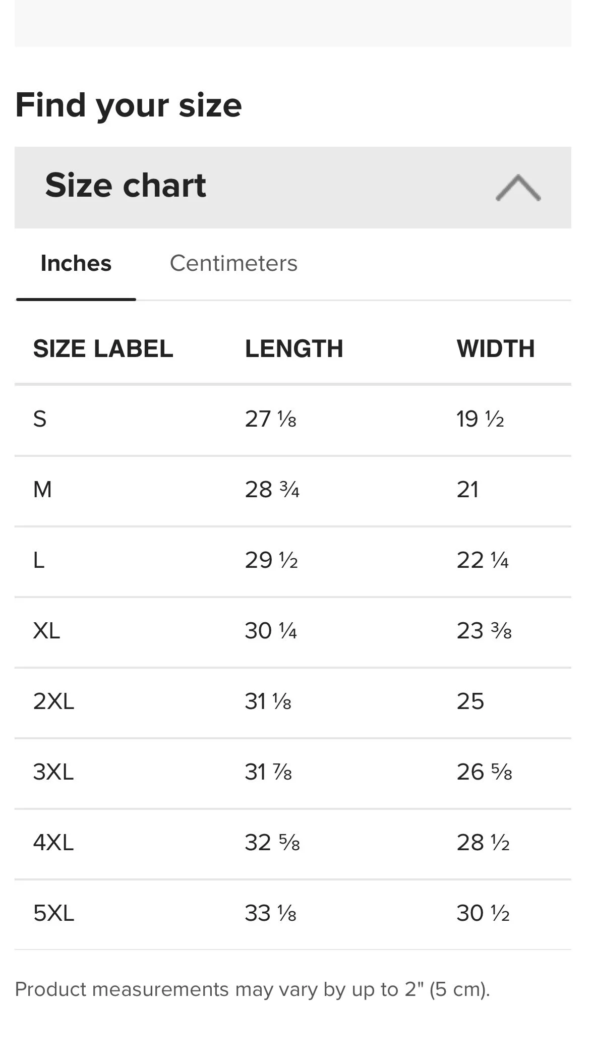 Image of Size Guidelines