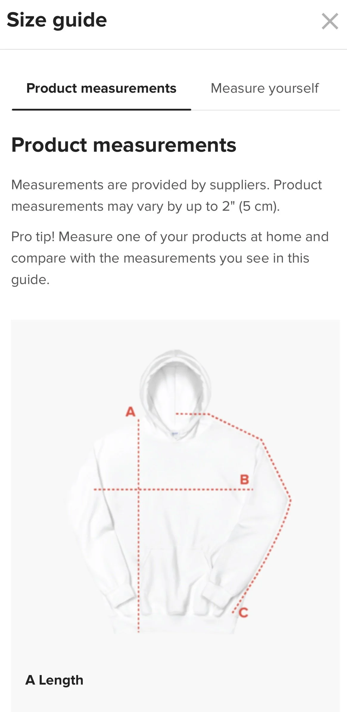 Size Guidelines for Don't Waste it on Dating Apps sweatshirt from Grab Life Company.