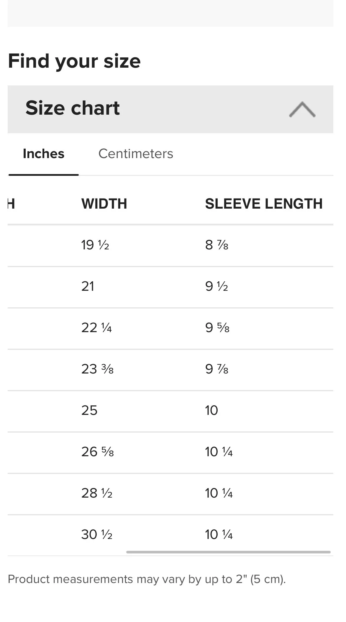 Image of Size Guidelines