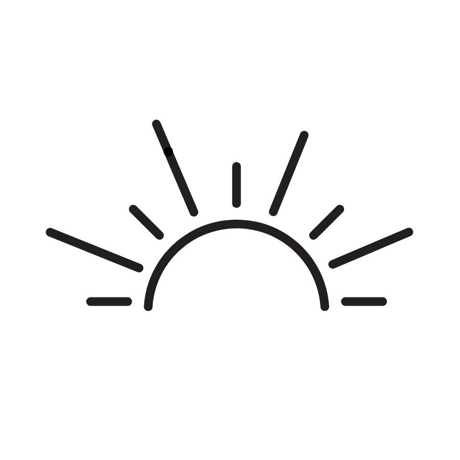 Icon of a rising sun with rays extending outward.