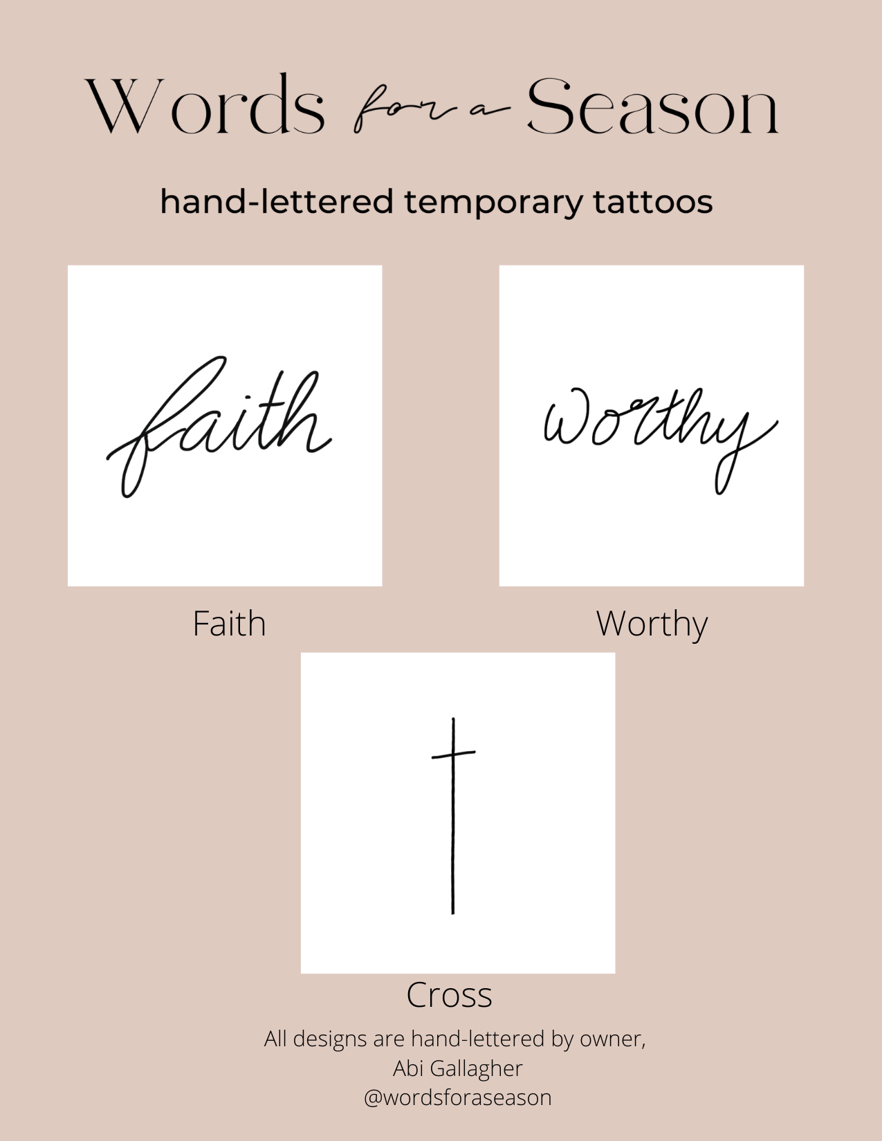 3-Pack Faith Temporary Tattoos