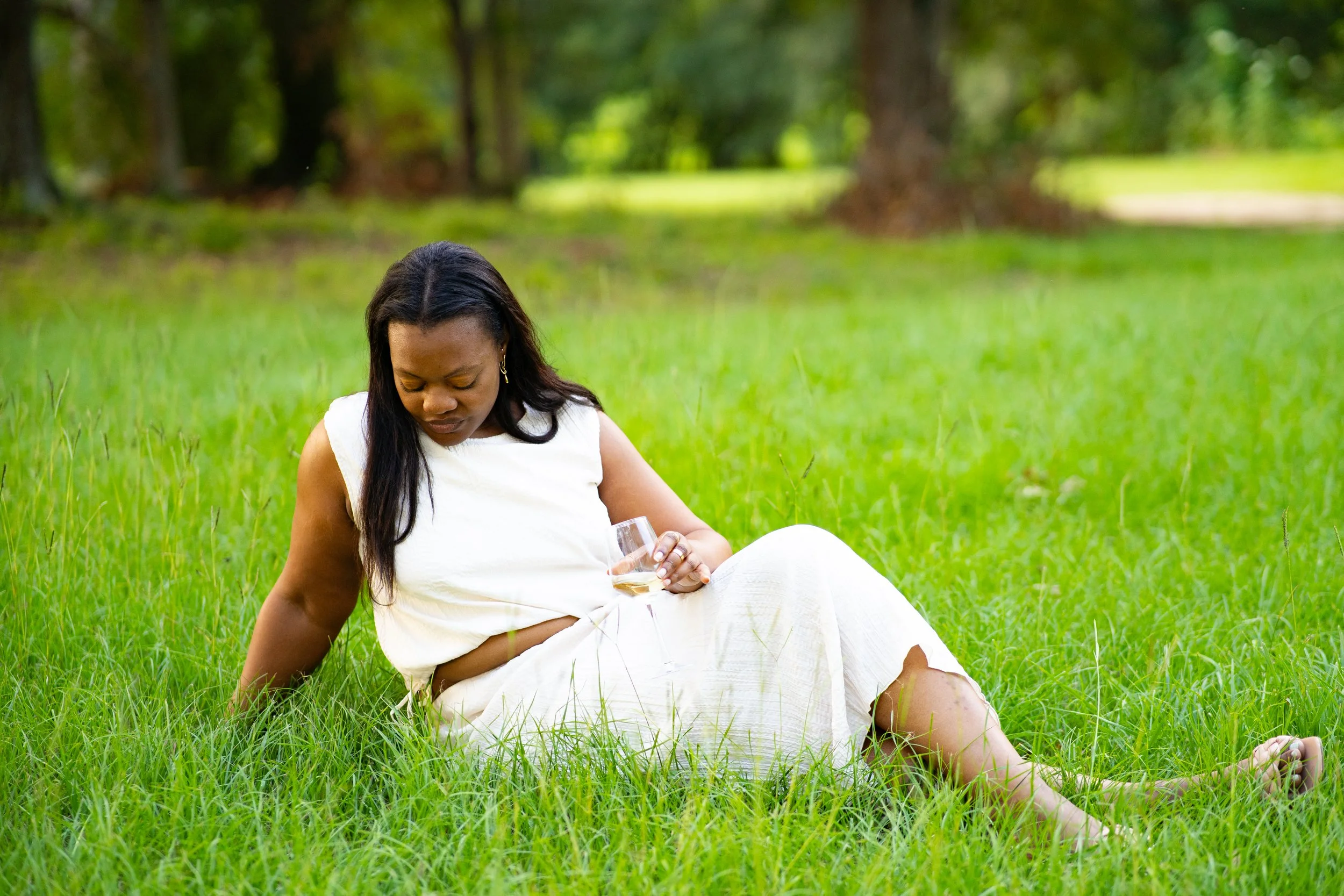 White midi skirt with a relaxed silhouette.