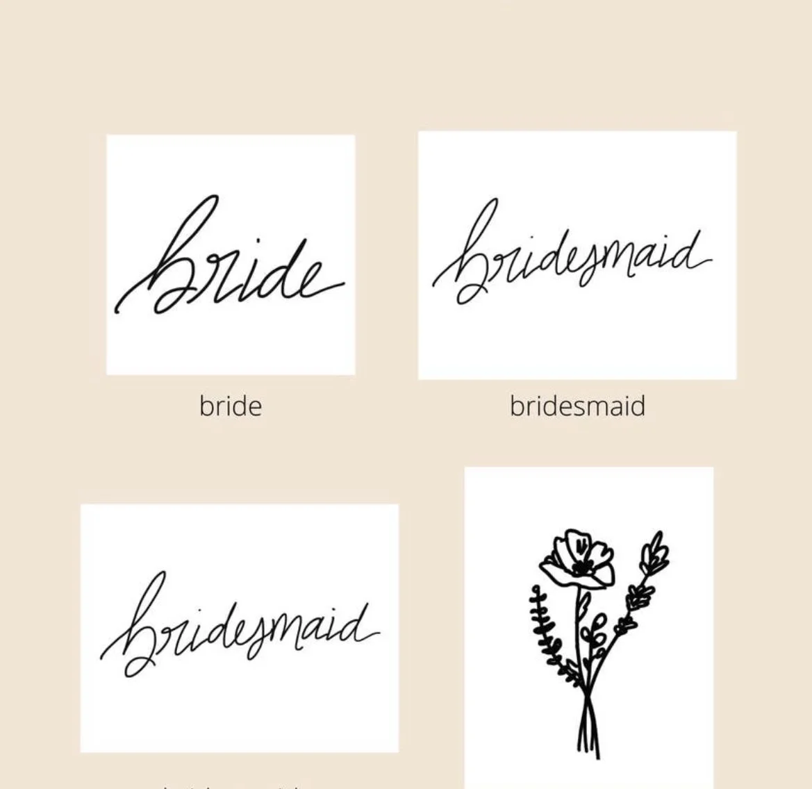 4-Pack Bridal Temporary Tattoos