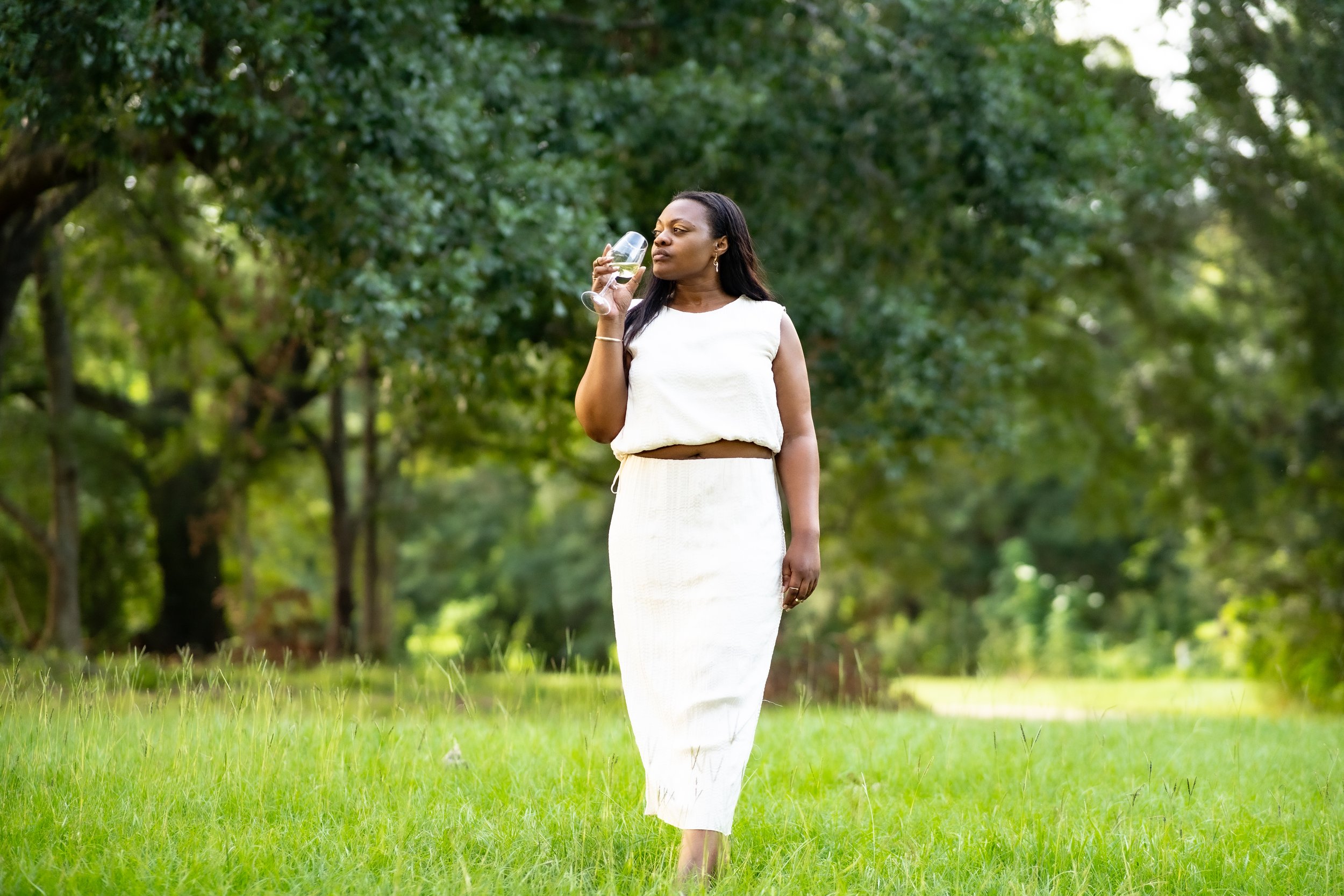 White midi skirt with a relaxed silhouette.