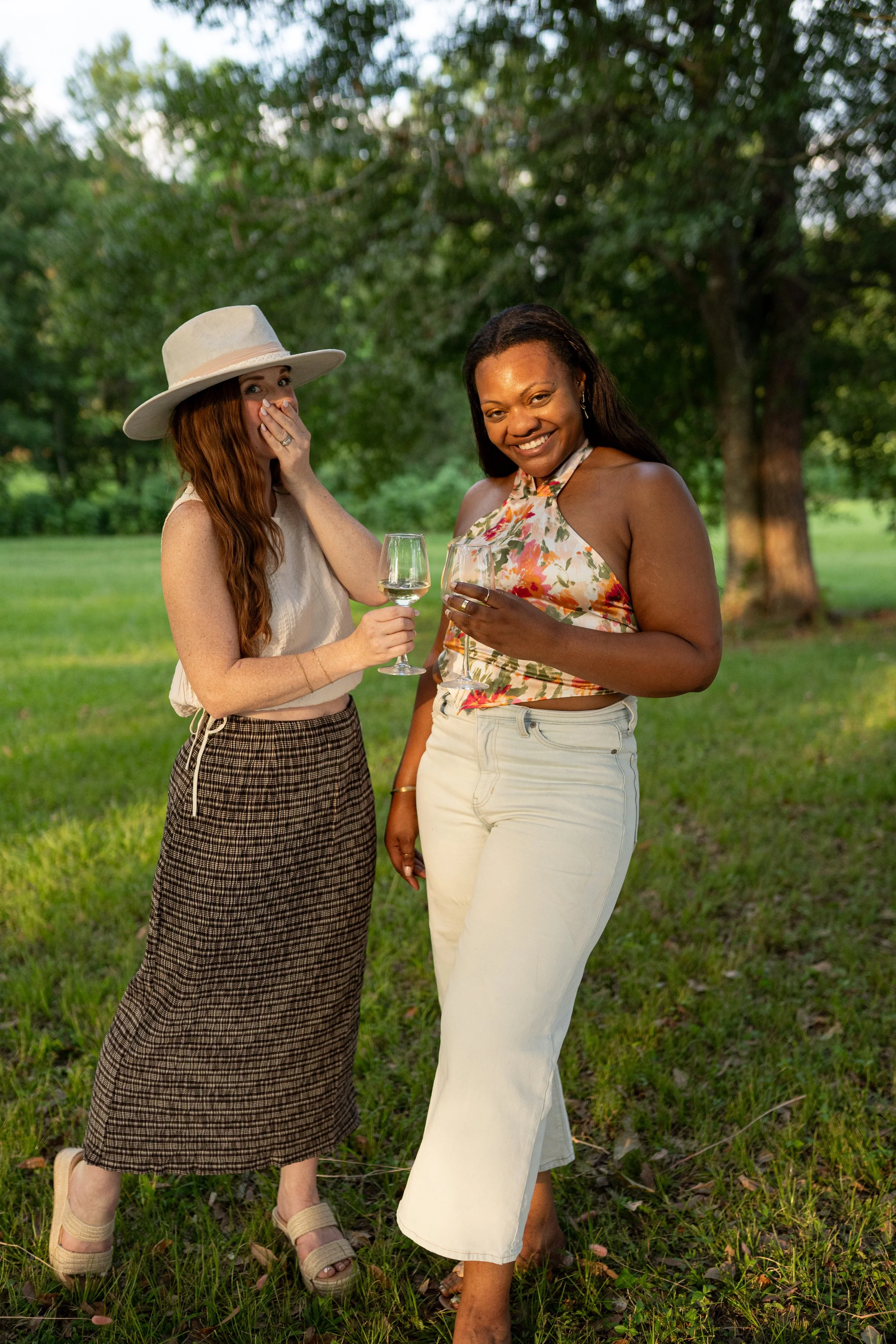 Floral sleeveless halter top.