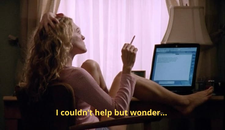 Carrie Bradshaw at her computer