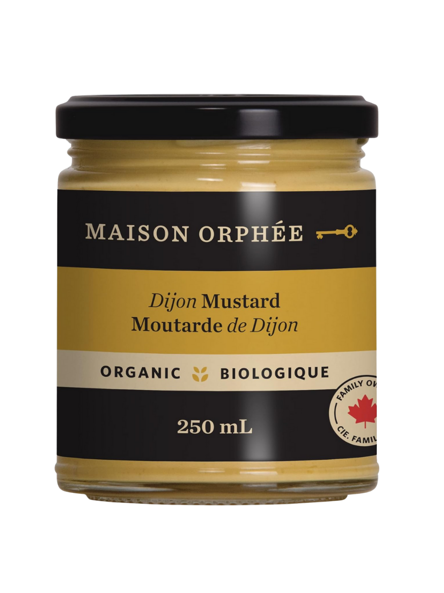 Organic Dijon Mustard, No Preservatives and Artificial Colorings, Gluten Free Condiments, Made in Canada with Low FODMAP Organic Mustard Seed, Moutarde Dijon, 250ml