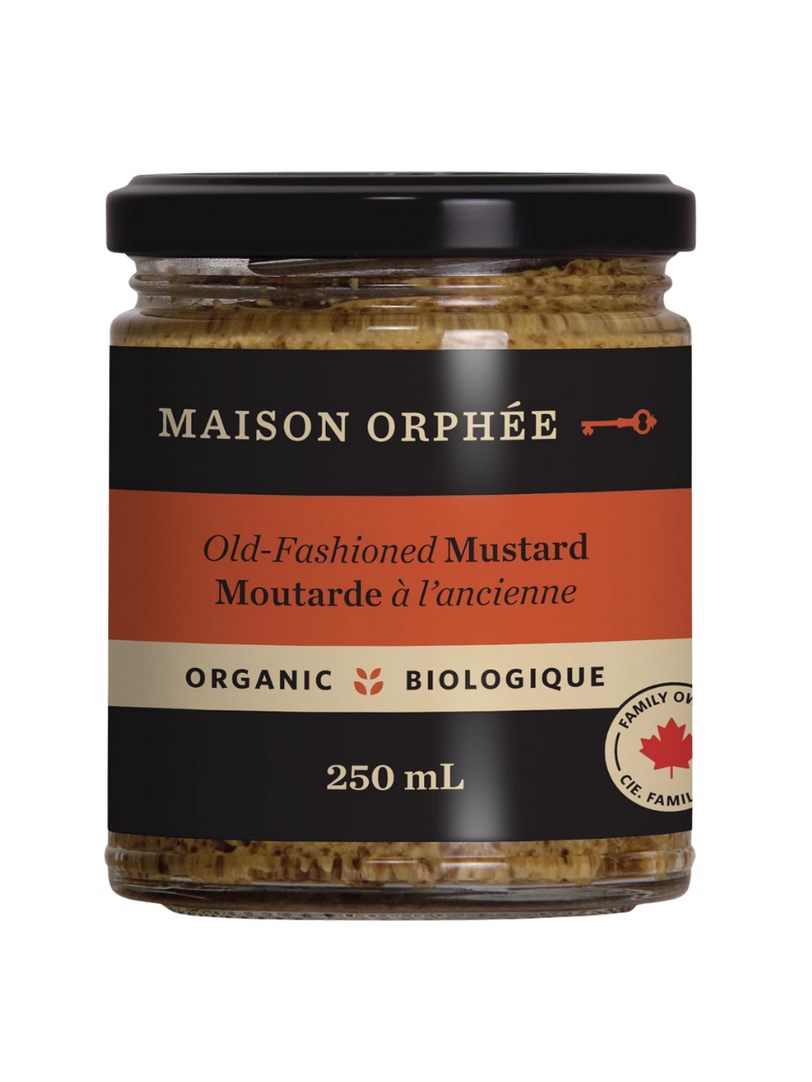 Organic Old-Fashioned Whole Grain Mustard, No Preservatives & Artificial Colorings, Gluten Free Condiments, Made in Canada with Low FODMAP Organic Mustard Seed, Moutarde à L'ancienne Biologique, 250ml