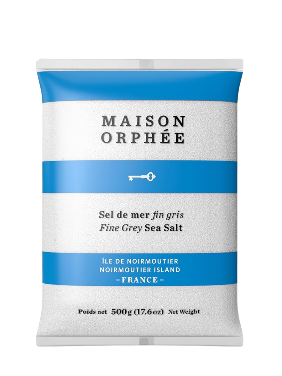 Grey Fine Sea Salt with Ancient Minerals Identical to Celtic Salt, Hand Harvested from Noirmoutier, Sun Dried, Non Iodized, Real Table Salt, Gourmet Sel De Mer Fin Gris, 500g