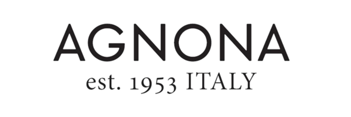 Logo with the word 'AGNONA,' 'est. 1953 ITALY' beneath it.
