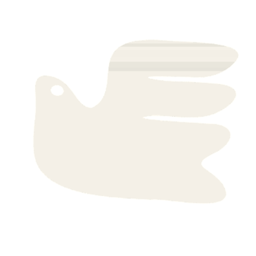 Simple illustration of a white dove with an olive branch in its beak, symbolizing peace.