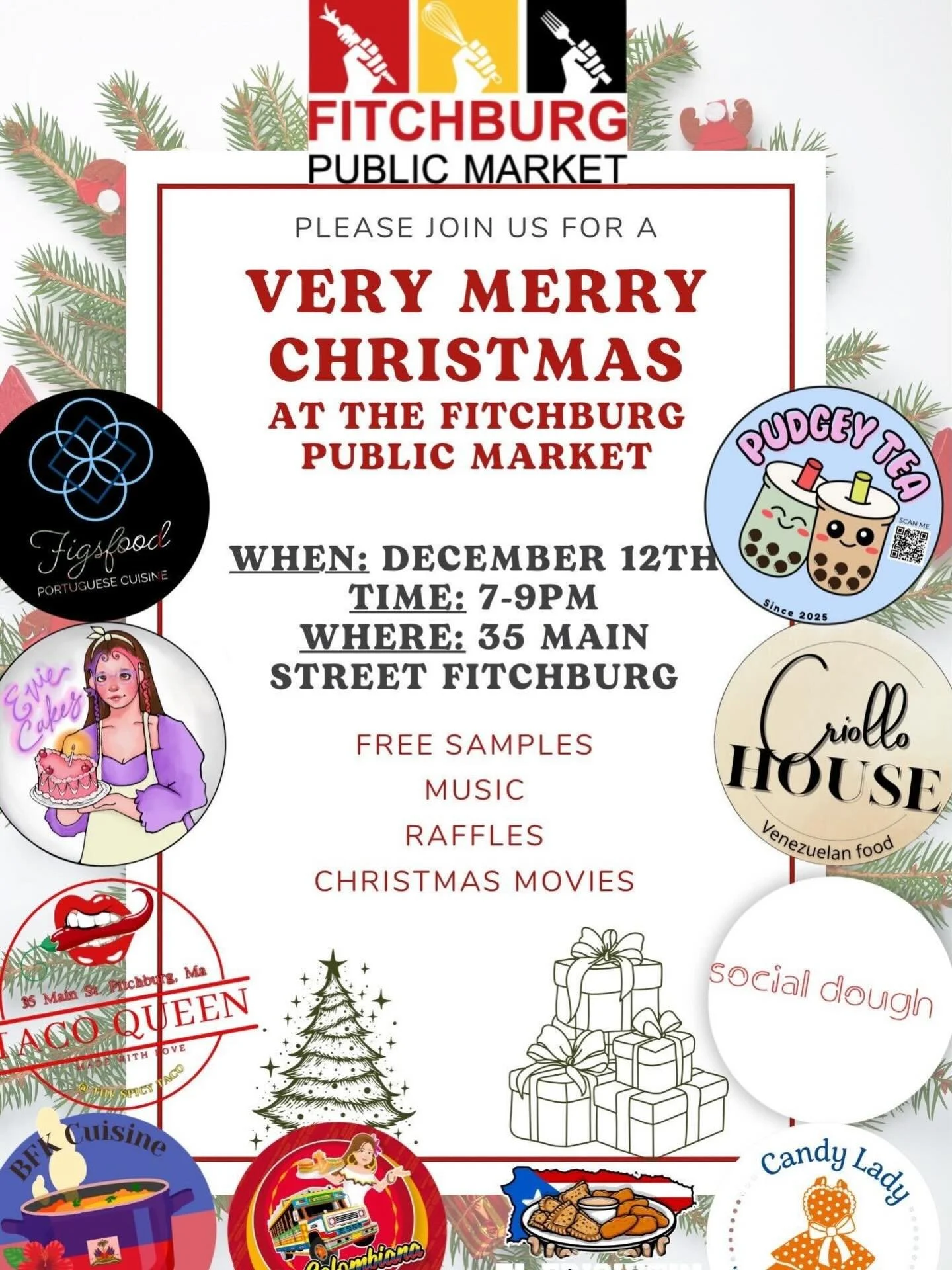 A very pudgey Christmas at Fitchburg Public Market 🧋🎄