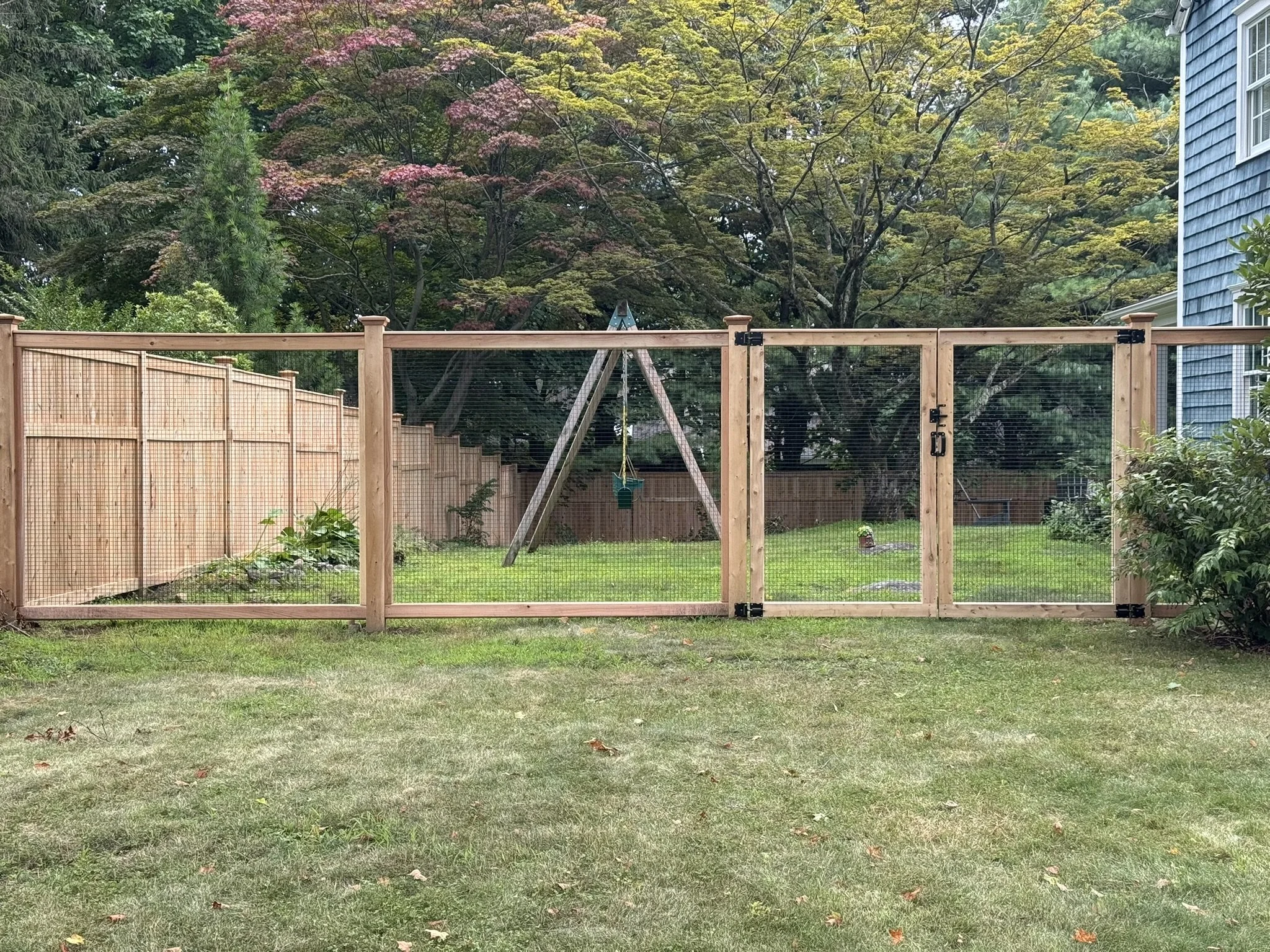Cedar picture frame fence in Danbury, CT.