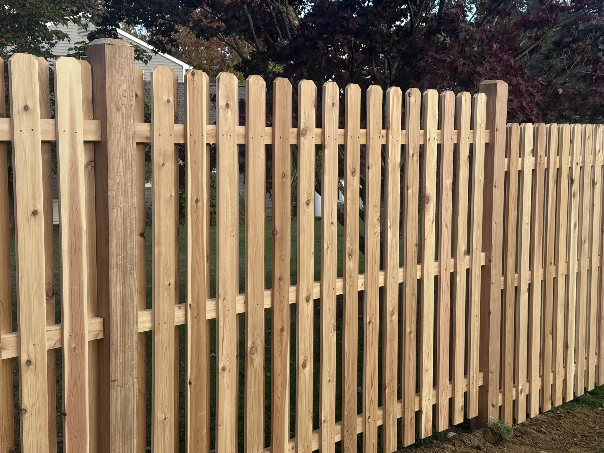 Cedar shadowbox fence in Newtown, CT.