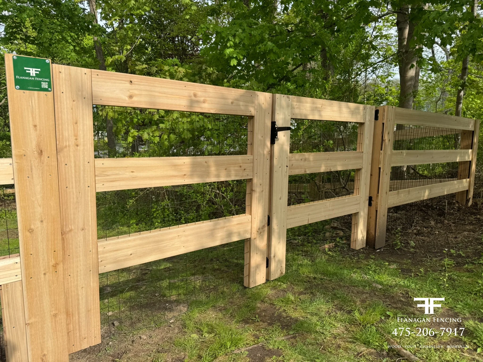 3-Rail Cedar Paddock mortise & tenon gates in Brookfield, CT