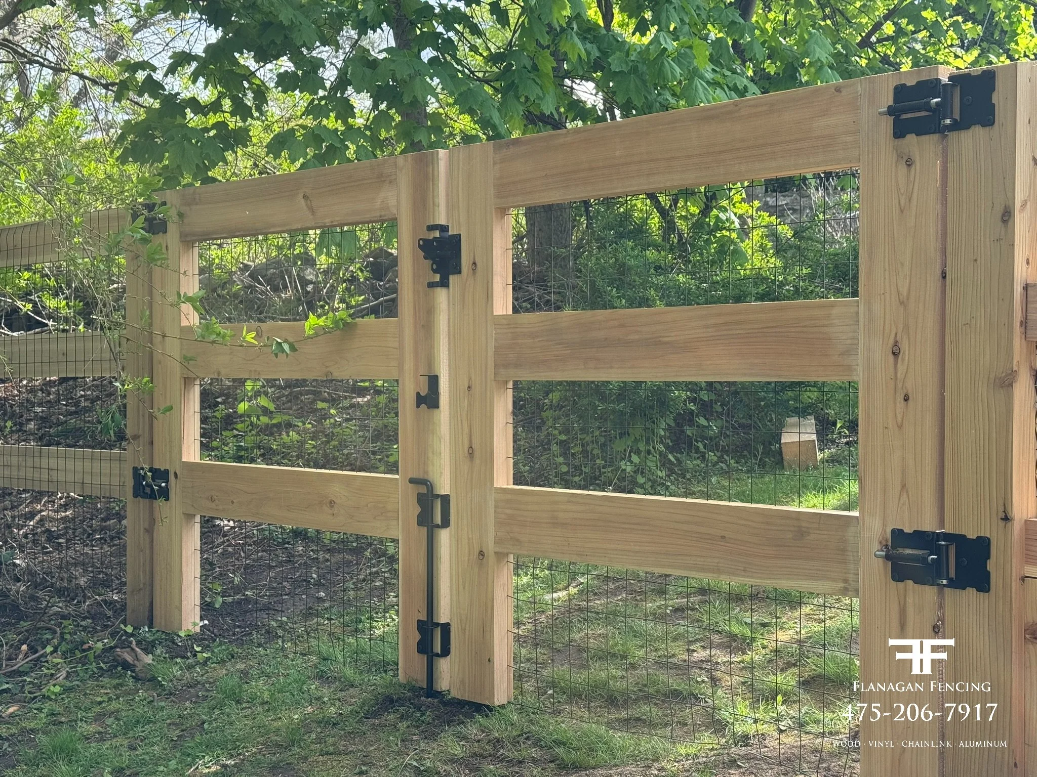 3-Rail Cedar Paddock mortise & tenon gates in Brookfield, CT