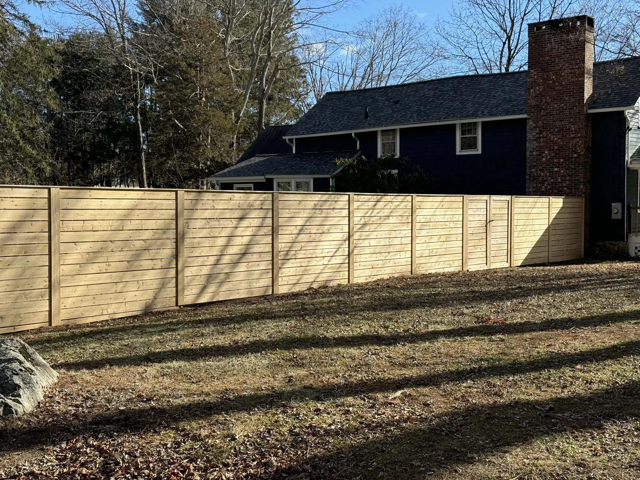 Custom cedar semi-privacy horizontal gates in Redding CT