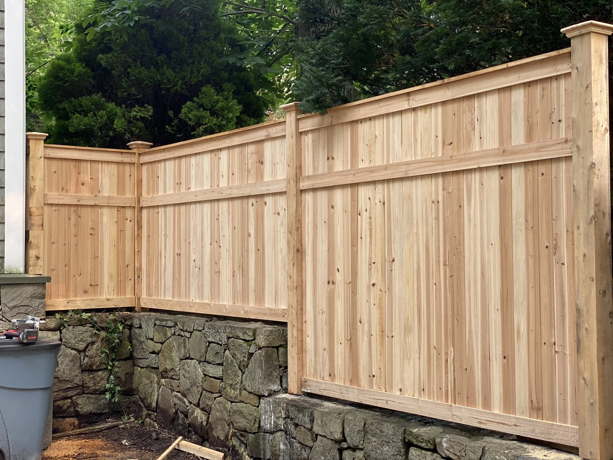 Cedar tongue and groove fence in Norwalk, CT.