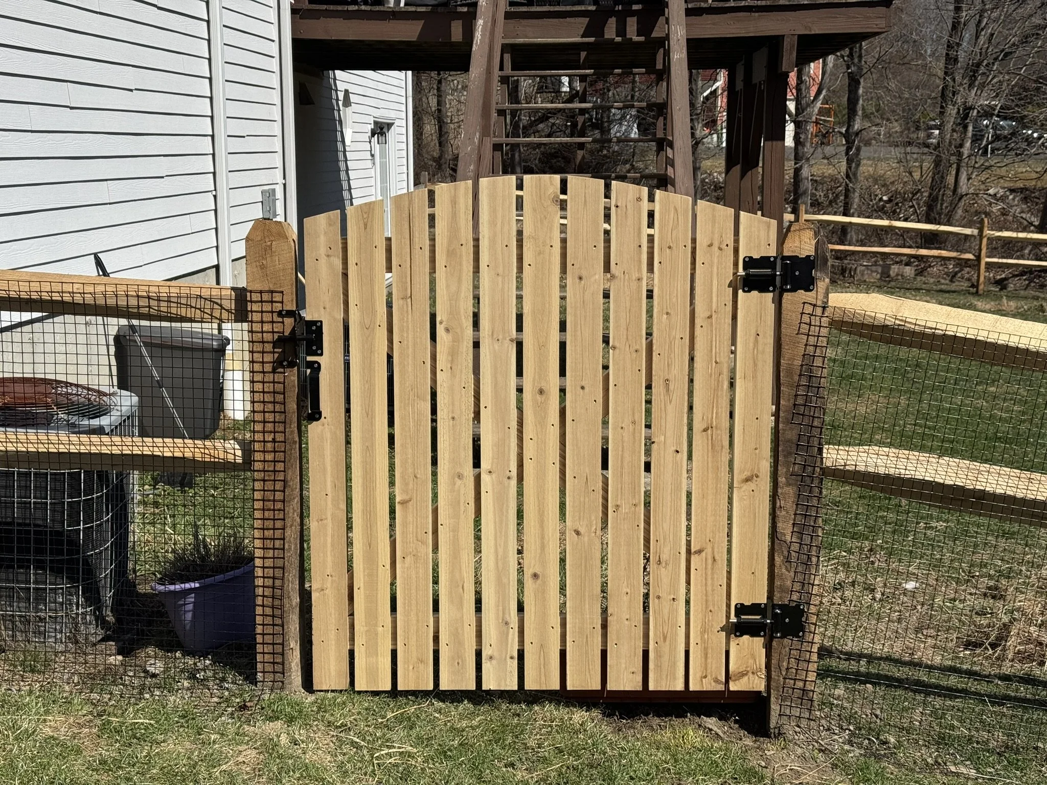 Custom cedar post and rail gate in Newtown CT