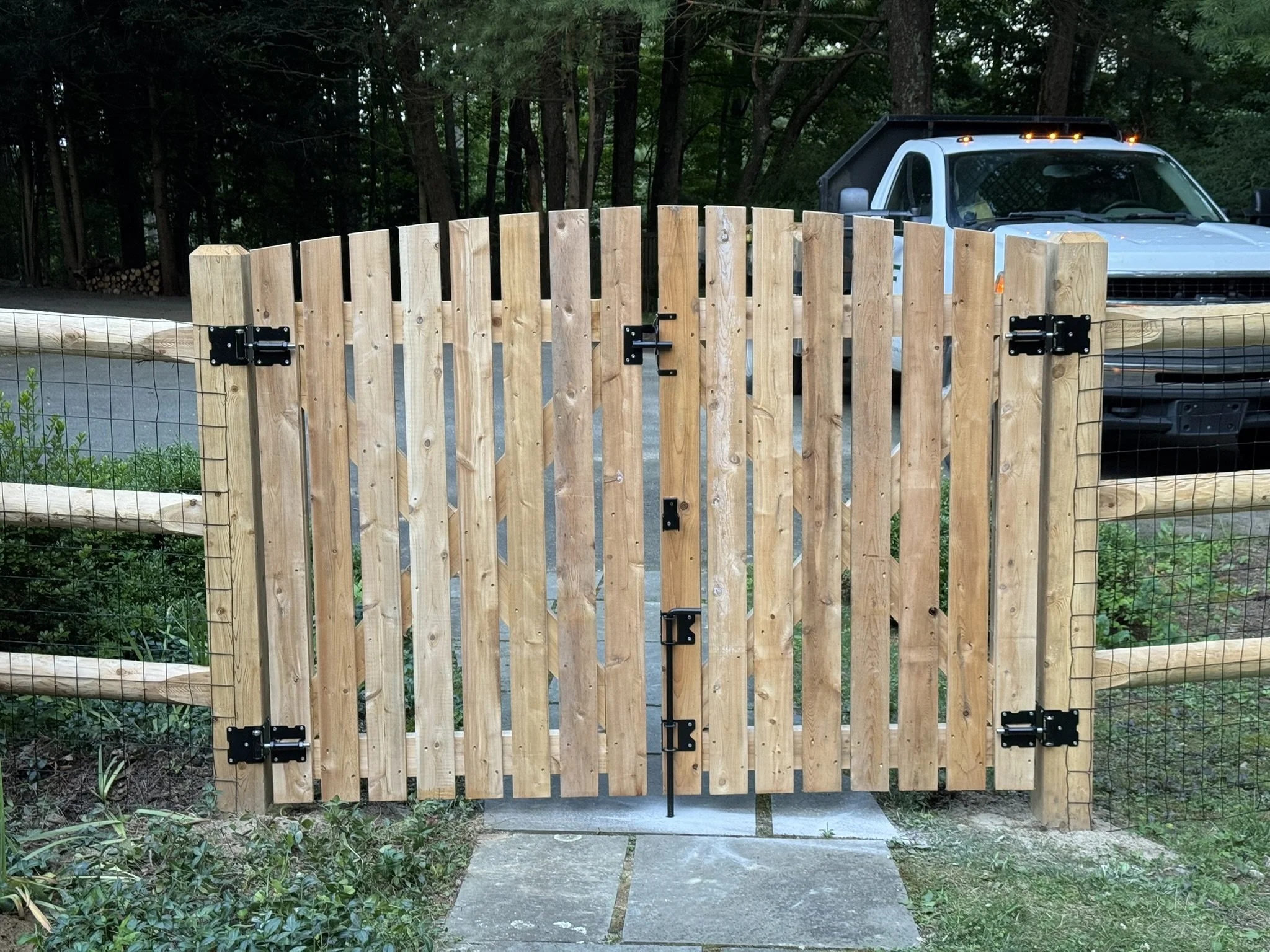 Custom cedar post and rail gates in Sandy Hook CT