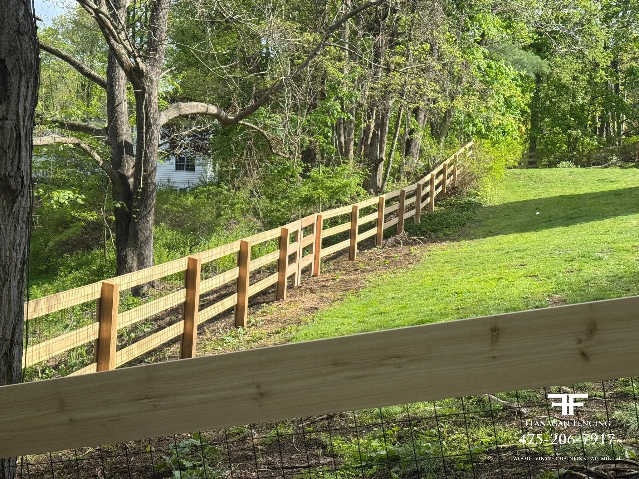 3-Rail Cedar Paddock fence in Brookfield, CT