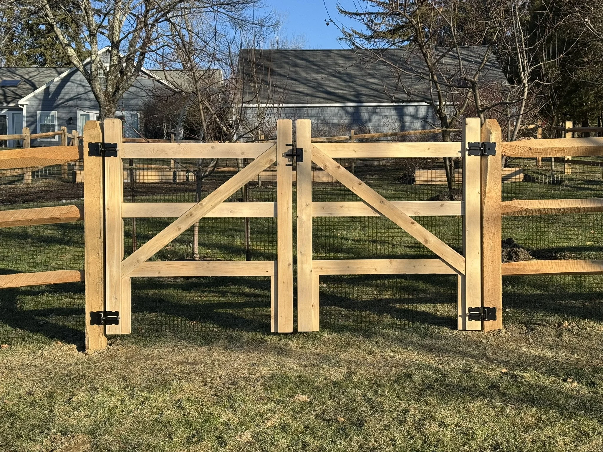 Custom cedar post and rail gates in Litchfield CT