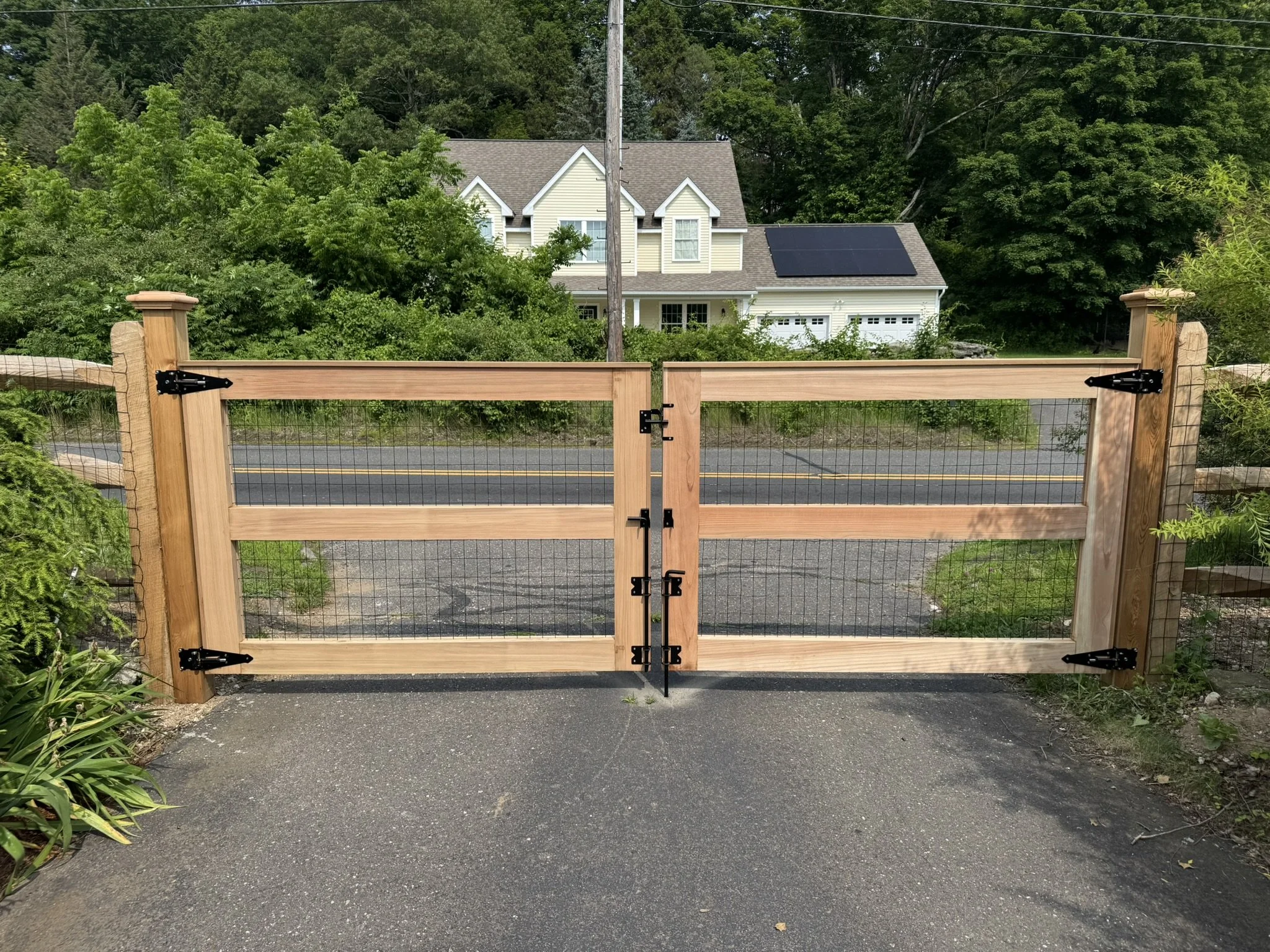 Custom Clear Red Cedar Driveway gates in Monroe CT