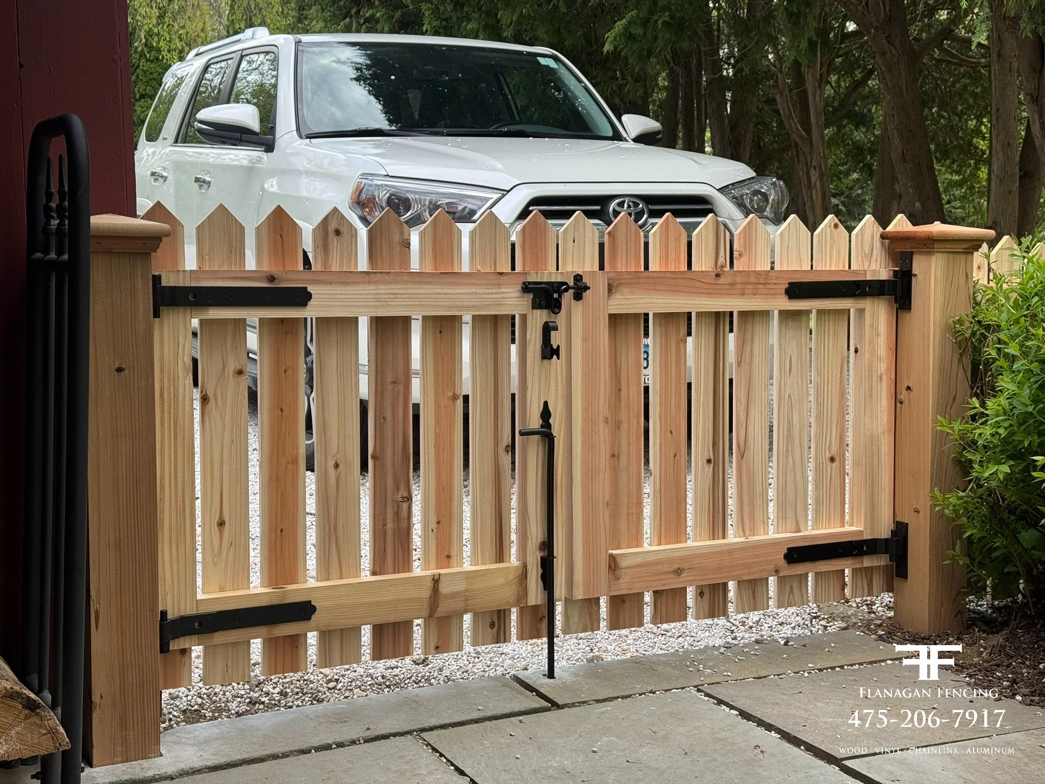Custom cedar mortise & tenon gates in Brookfield, CT