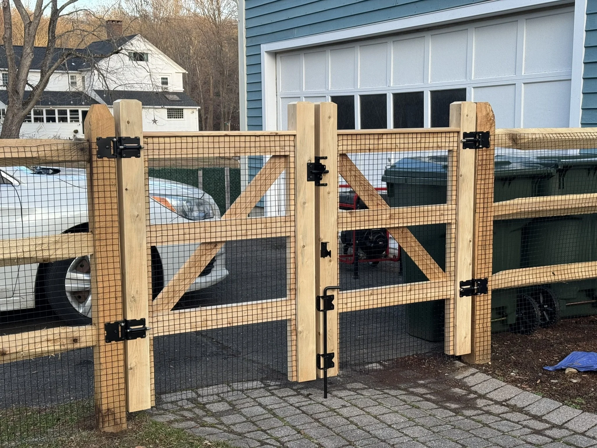Custom cedar post and rail gates in Newtown CT
